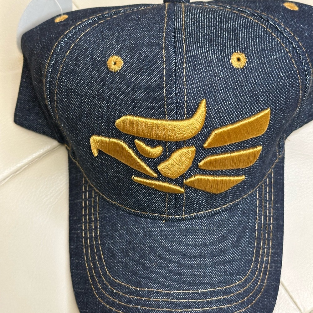 Denim Cap with Eagle Gold Embroidery